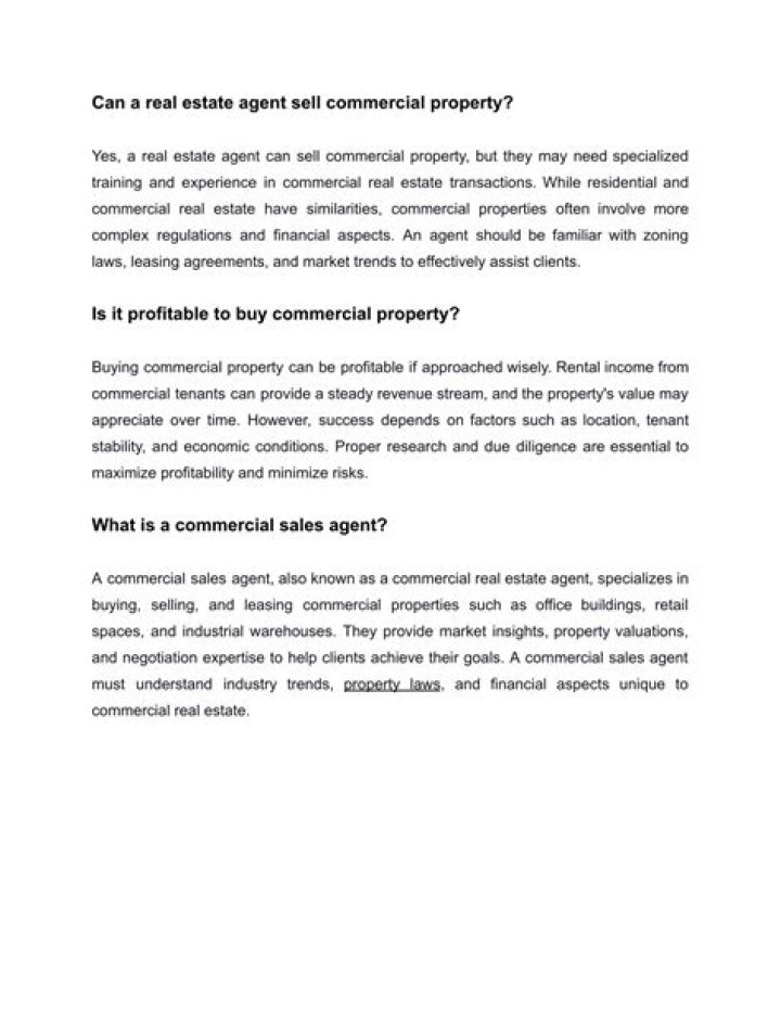 Can a real estate agent sell commercial property?