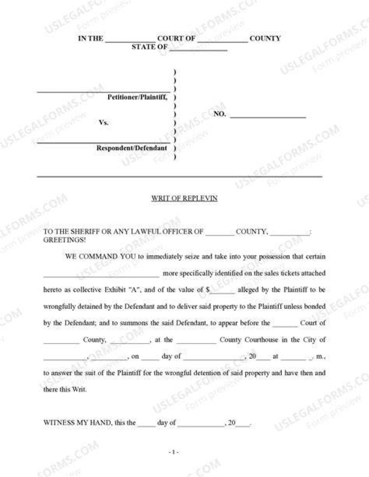 Does replevin apply to real estate?