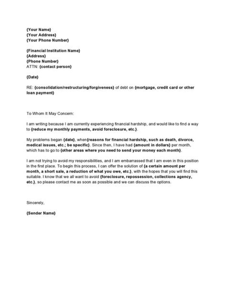 How do I write a hardship letter to a debt collector?