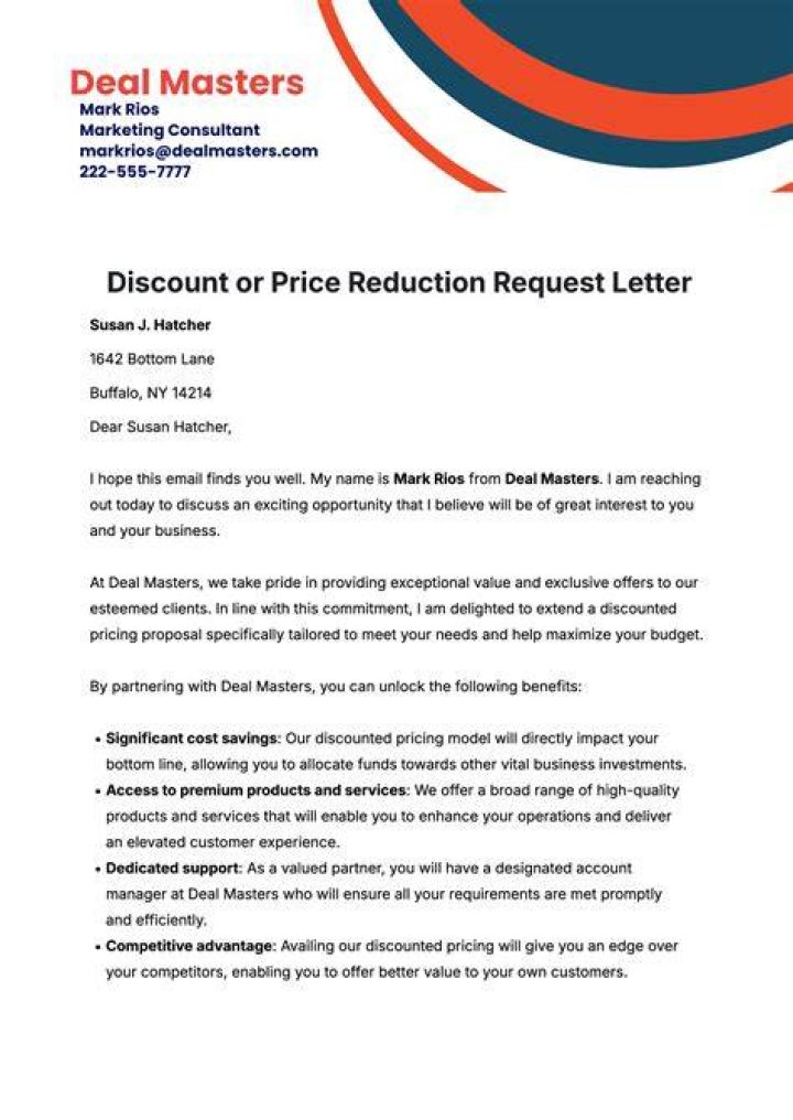 How do I write a letter requesting a price reduction?