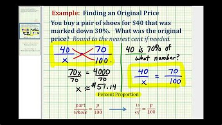 How do you find the original price after a percentage off?