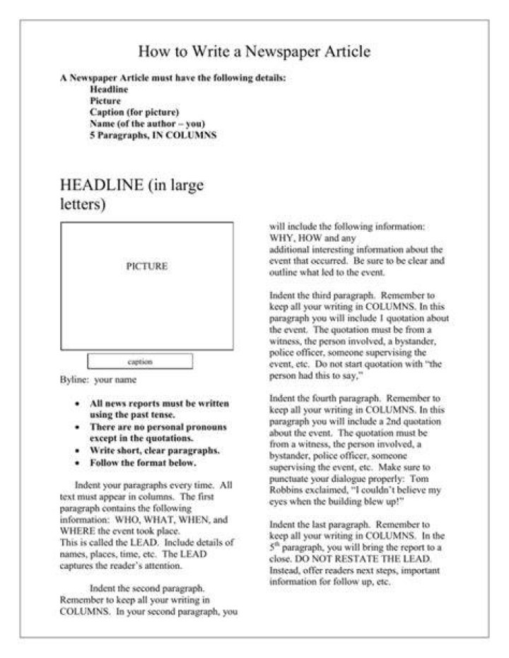 How do you start a newspaper article?