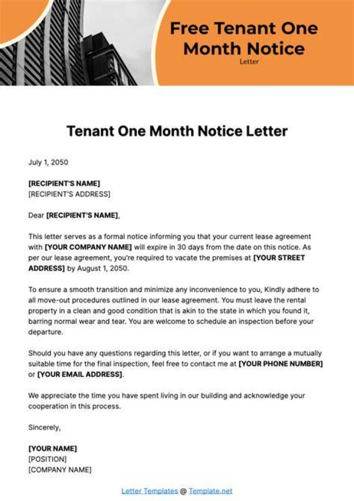 How do you write a one month notice?