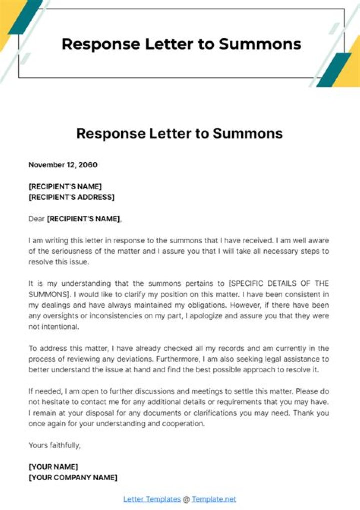 How do you write a summon letter?