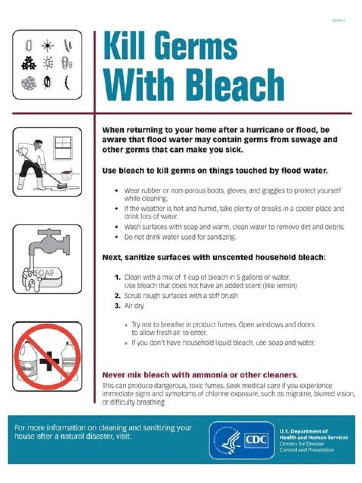 How long should bleach sit to kill germs?