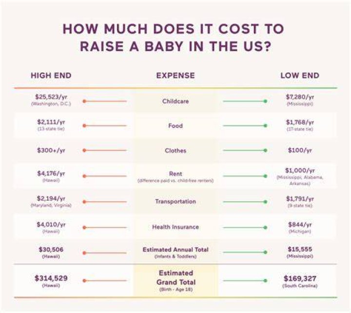 How much does it cost to raise a baby from birth to 1 year old?