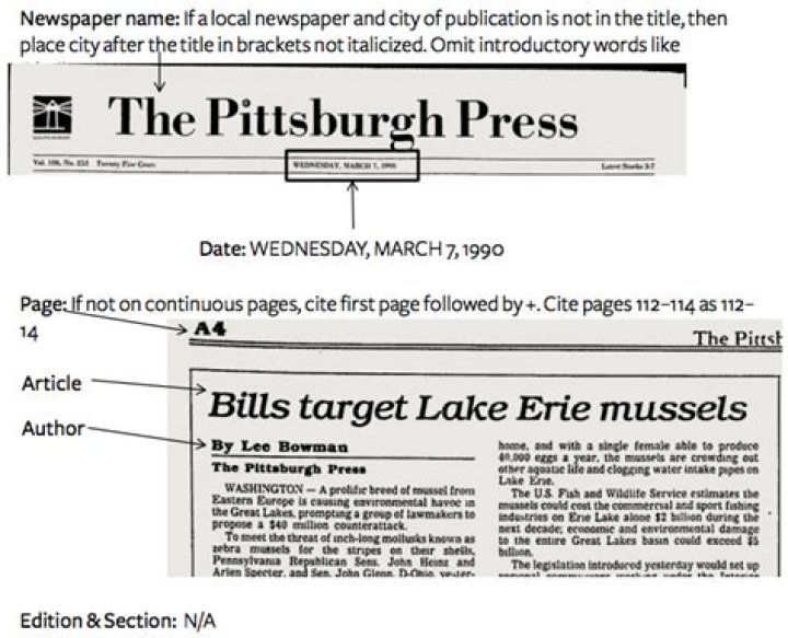 Is a newspaper article put in quotes?