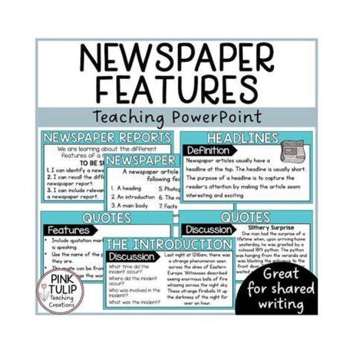What are the features of a newspaper article?