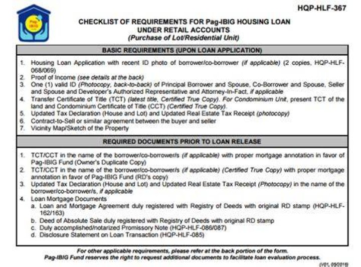 What are the requirements for PAG-IBIG housing loan?