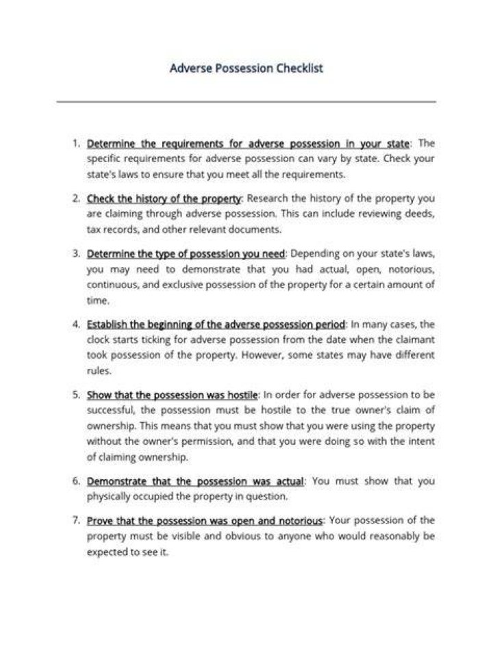 What documents are needed for adverse possession?