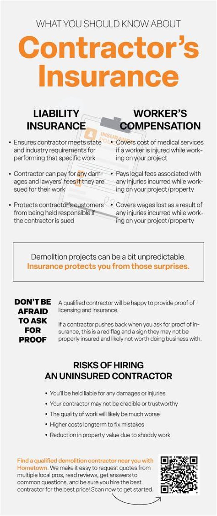 What insurance coverage should my contractor have?