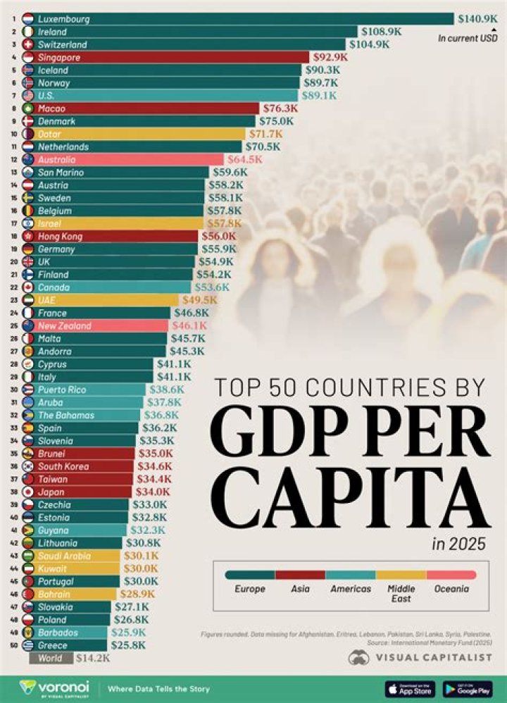 What is the average income in the world per capita?
