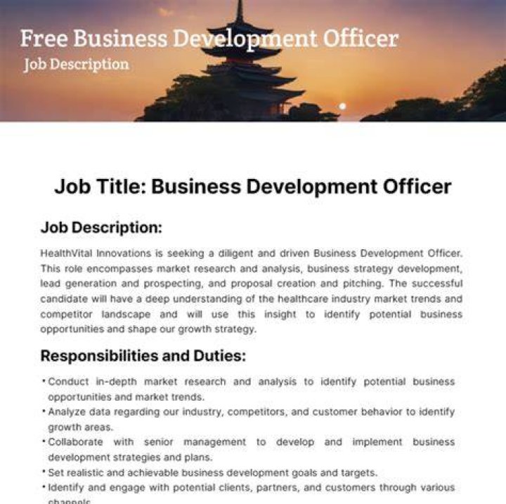 What is the duties of business development officer?