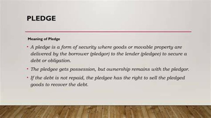 What is the meaning of pledge in banking?