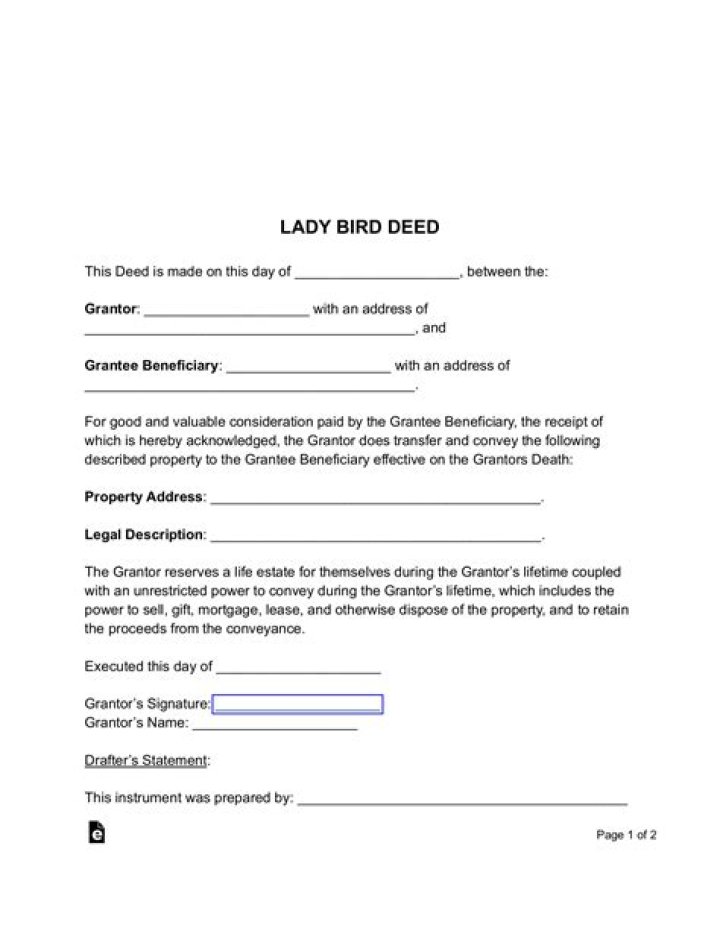 What is the purpose of a ladybird deed?