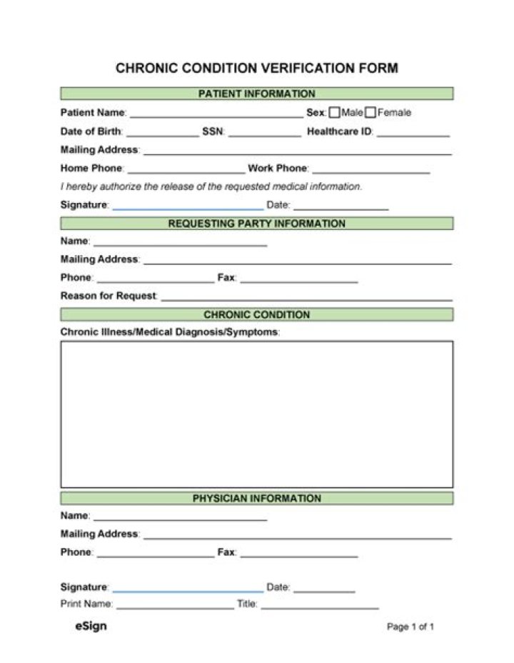 What is the purpose of chronic condition verification form?