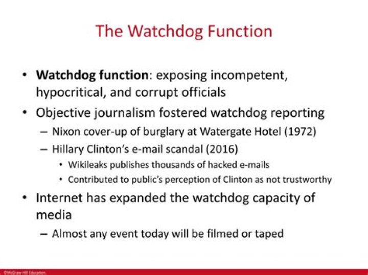 What is the watchdog function of the media in US government?