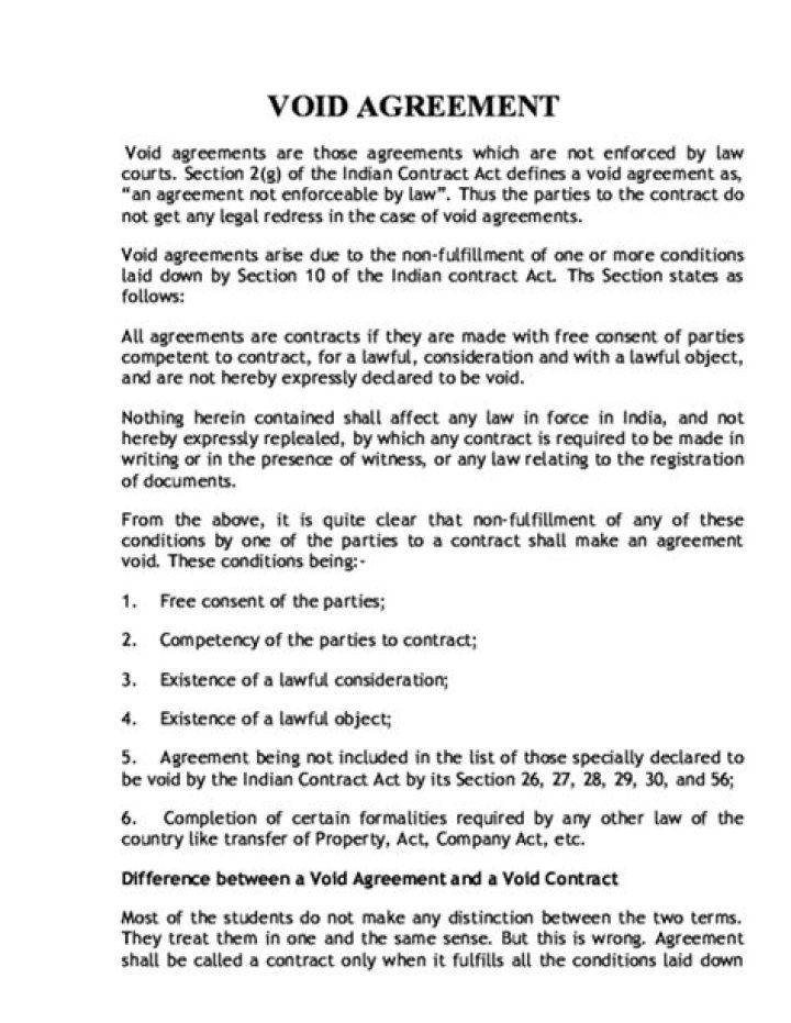 What makes an agreement null and void?