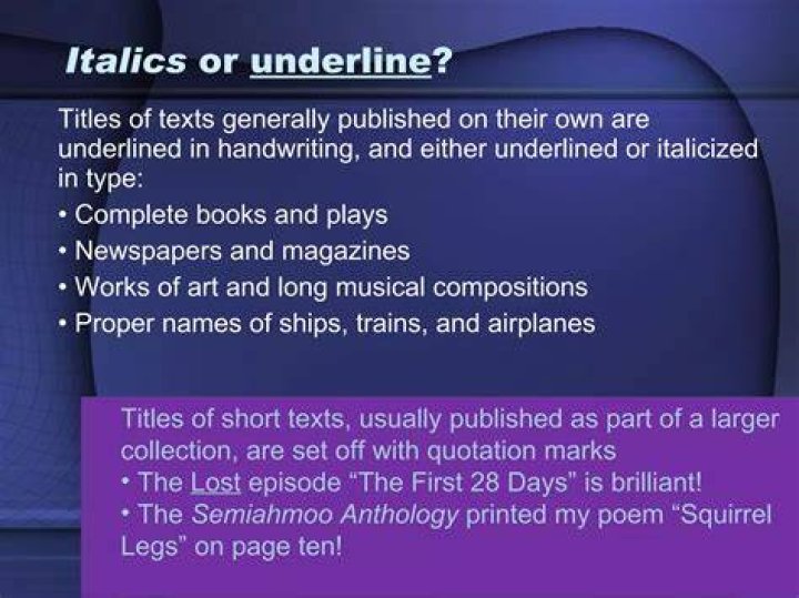 What titles are underlined?