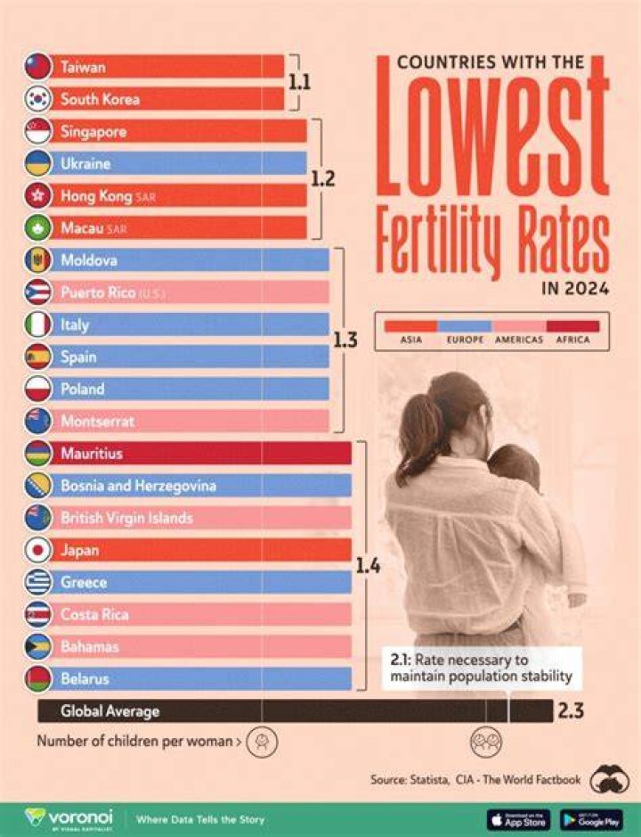 Which country in the world has the lowest birth rate?
