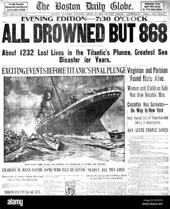 Which newspaper reported the sinking of the Titanic?