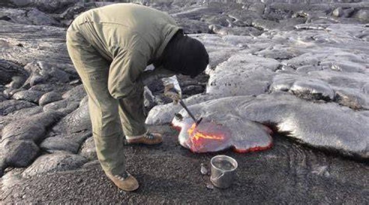 Why do volcanologists collect lava?